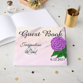 Visitas Lindo Livro de Casamento Floral de Creme Roxo em A