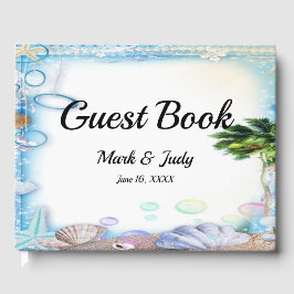 Visitas Livro Convidado de Casamento de Seashell de Praia 