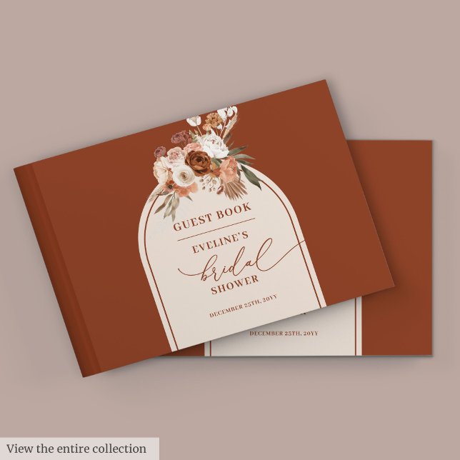Visitas Livro convidado sofisticado de terracotta pampas b (Sophisticated terracotta pampas boho guest book

)