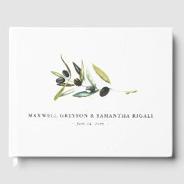 Visitas Livro De Casamento Oleícola De Aquarela Botânica