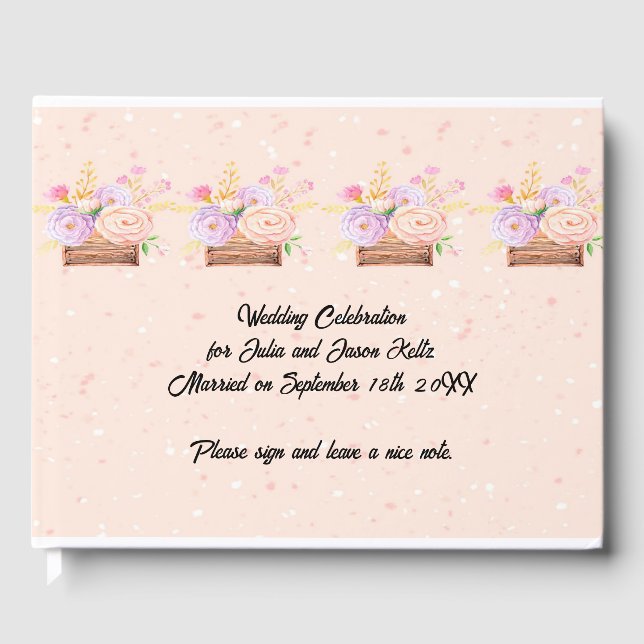 Visitas Livro de Casamento para Casamento Floral Rústico P (Frente)