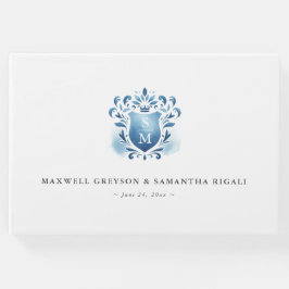 Visitas Livro de Convidado de Casamento Blue Monogrammed C
