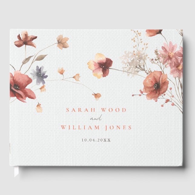 Visitas Livro de Convidado de Casamento de Flores-de-Verão (Frente)