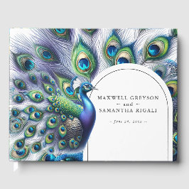 Visitas Livro de Convidado de Casamento Majestoso Peacock
