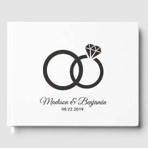 Visitas Livro de Convidado de Casamento, Preto, Branco, An