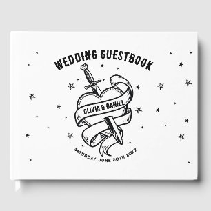 Visitas Livro de Convidado do Casamento Tatuagem Coração B
