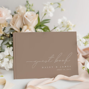 Visitas Livro de Convidado Elegante Minimalista de Taupe E