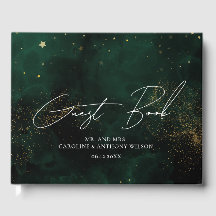 Livro de Convidado Magia de Cor Negra Verde Modern