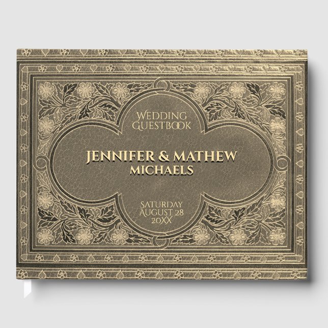 Visitas Livro de Convidado Romântico Dourado (Frente)
