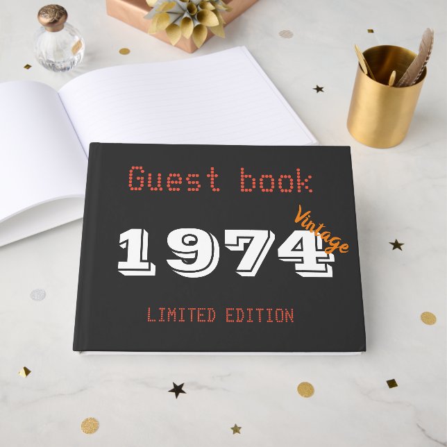 Visitas Livro de convidados 1974 ano Presente de aniversár (Frente aberta)