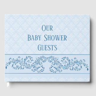 Visitas Livro de Convidados - Azul Icy Damask