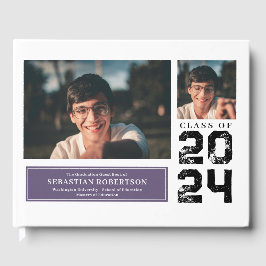 Visitas Livro de Convidados Branco e Roxo da Escola de For