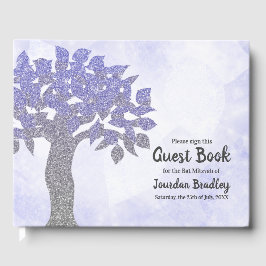 Visitas Livro de Convidados da Árvore Gliter Azul e Pratea