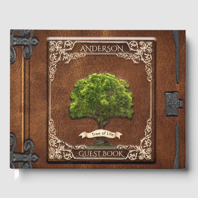 Visitas Livro de Convidados da Família Rústica de Madeira (Frente)