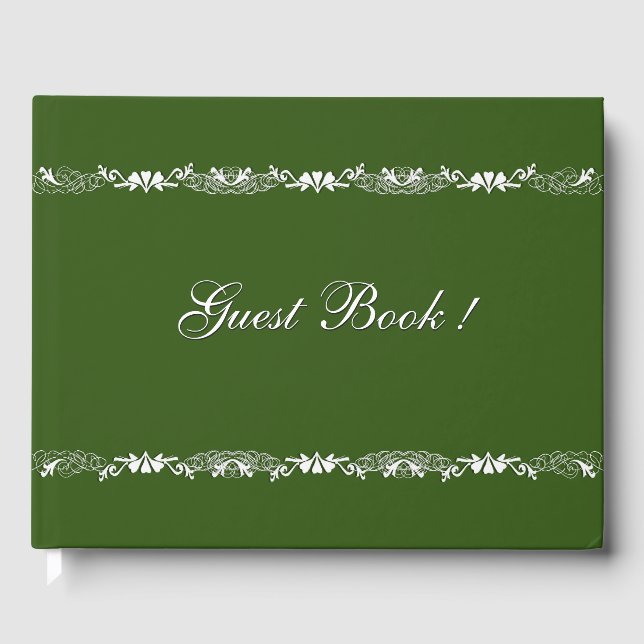 Visitas Livro de Convidados da Hunter Green e White Design (Frente)