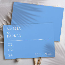 Visitas Livro de Convidados de Casamento Azul Minimalista