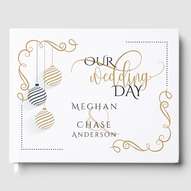 Visitas Livro de Convidados de Casamento | Balas Douradas  (Frente)