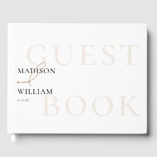 Visitas Livro de Convidados de Casamento Branco simples mo