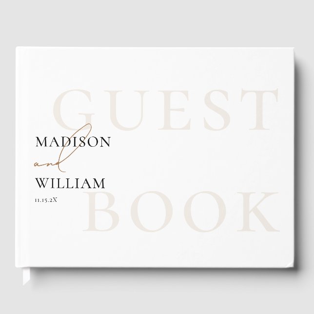 Visitas Livro de Convidados de Casamento Branco simples mo (Frente)