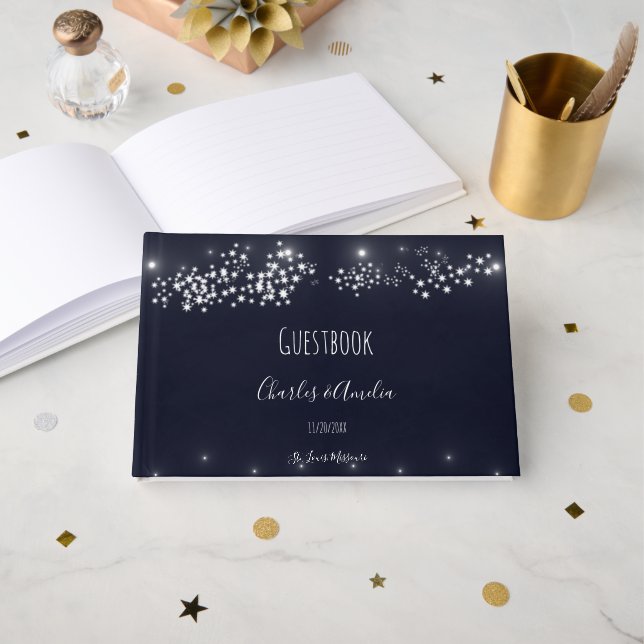 Visitas Livro de Convidados de Casamento Claro Estrela (Frente aberta)