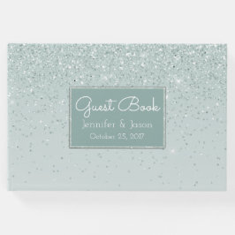 Visitas Livro de Convidados de Casamento da Glittery Verde