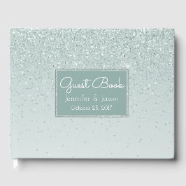 Visitas Livro de Convidados de Casamento da Glittery Verde