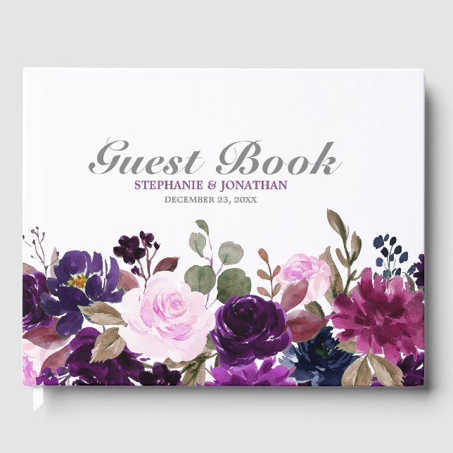 Visitas Livro de Convidados de Casamento de Boho Floral de (Frente)