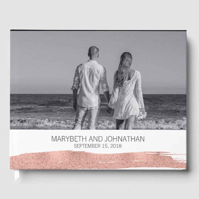 Visitas Livro de Convidados de Casamento de Brushaft, Rosa (Frente)