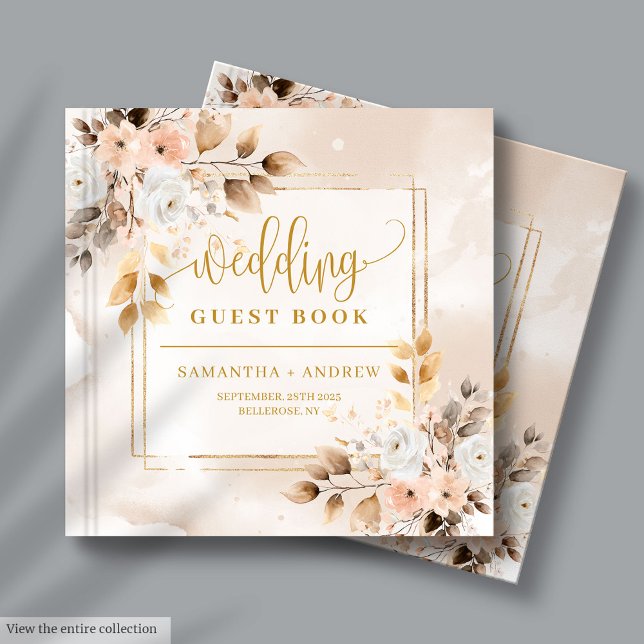 Visitas Livro de Convidados de Casamento de Outono Dourado (Blush Pink and Gold Autumn Wedding Guest Book

)