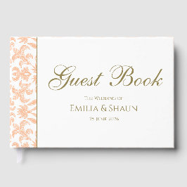 Visitas Livro de Convidados de Casamento de Pastel Peach E