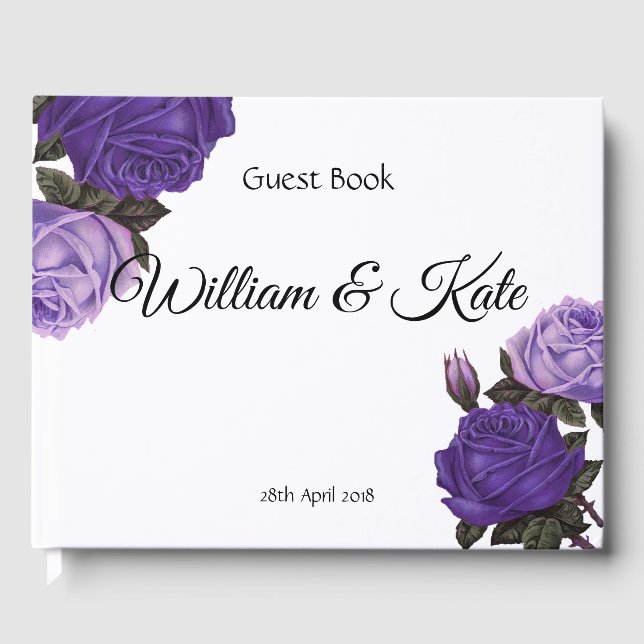 Visitas Livro de Convidados de Casamento de Rosas Ultra Vi (Frente)