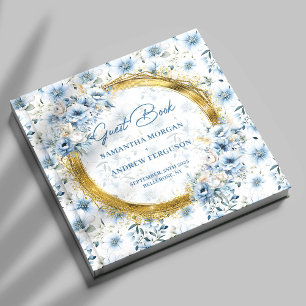 Visitas Livro de Convidados de Casamento Dourado com Lusas