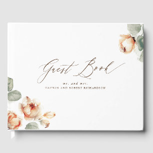 Visitas Livro de Convidados de Casamento Elegante Floral F