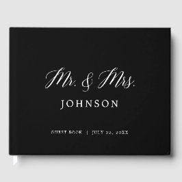 Visitas Livro de Convidados de Casamento Elegante Preto e 