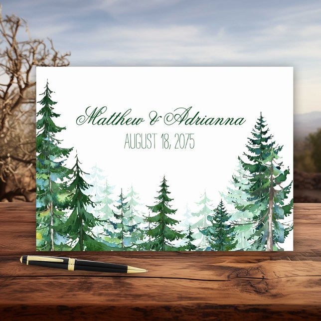 Visitas Livro de Convidados de Casamento em Árvore Fir (Watercolor fir tree wedding and event guest book. Simply add your text.)