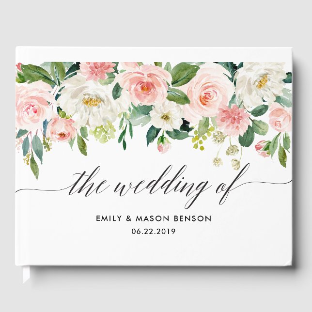 Visitas Livro de Convidados de Casamento Floral (Frente)