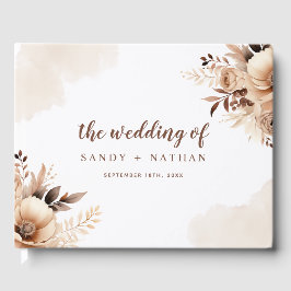 Visitas Livro de Convidados de Casamento Floral Boho Beige