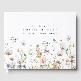 Visitas Livro de Convidados de Casamento Floral Watercolor