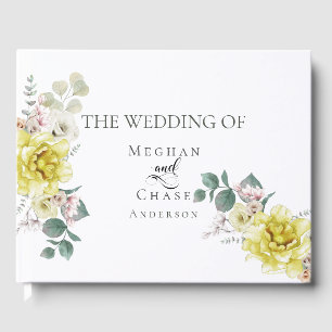 Visitas Livro de Convidados de Casamento Flores Amarelas