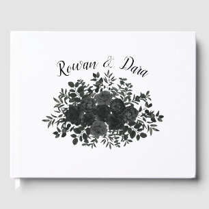Visitas Livro de Convidados de Casamento Gótico Rosa-Branc