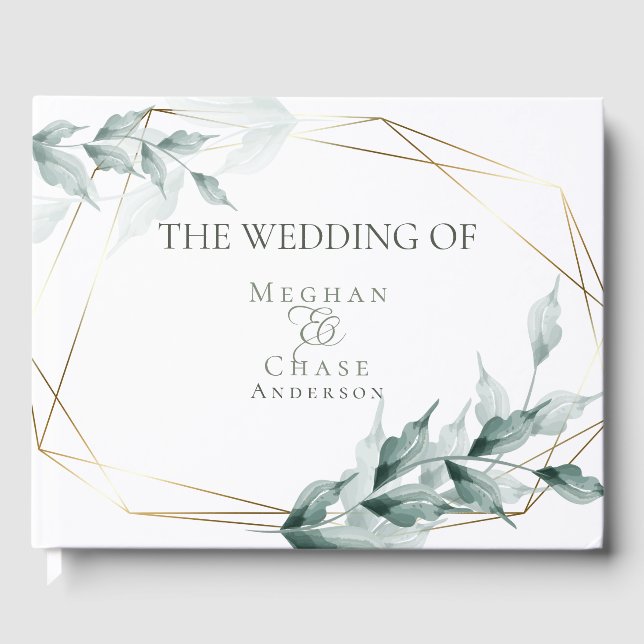 Visitas Livro de Convidados de Casamento | Grelha Verde Ci (Frente)