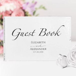 Visitas Livro de Convidados de Casamento Negro e Branco