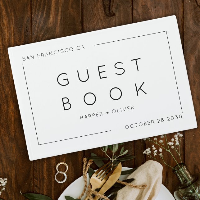 Visitas Livro de Convidados de Casamento Negro e Branco Si (Criador carregado)