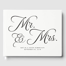 Visitas Livro de Convidados de Casamento, Sr. & Sra., pret