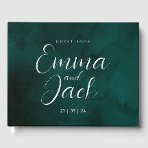 Livro de Convidados de Casamento Verde por Aquarel