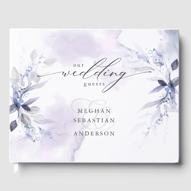 Visitas Livro de Convidados de Casamento Violeta Rustic Fo (Frente)