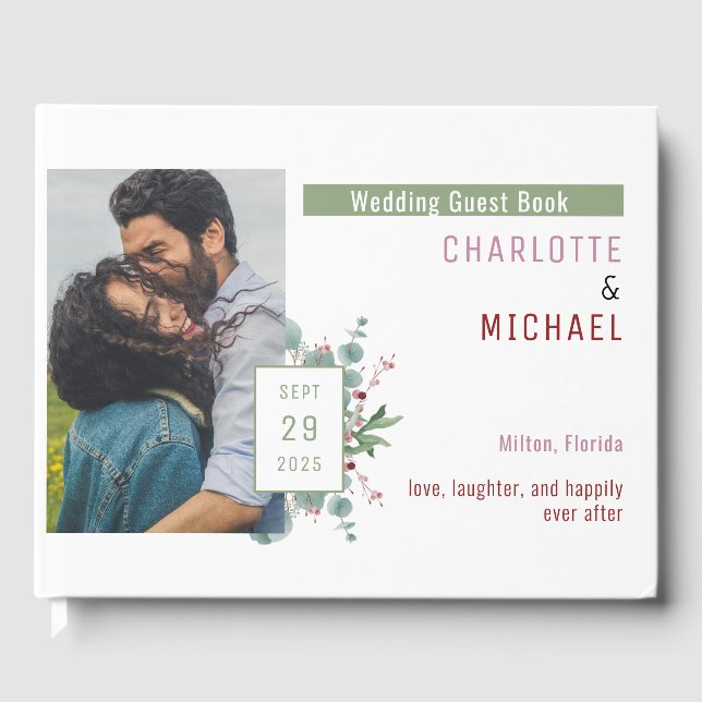 Visitas Livro de Convidados de Casamentos Red Berries & Eu (Frente)