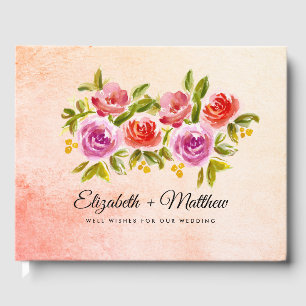 Visitas Livro de Convidados de Pintura Floral de Watercolo