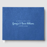 Livro de Convidados de textura azul-vintage falsa 