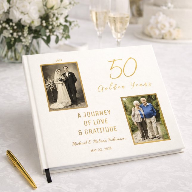 Visitas Livro de Convidados do 50º Aniversário - Marfim e  (A beautiful keepsake celebrating 50 years of love, memories, and a lifetime together)